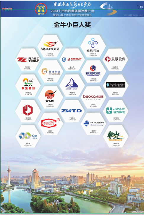 河南盛鸿国际科技公司荣获第二十五届 上市公司“金牛小巨人奖”